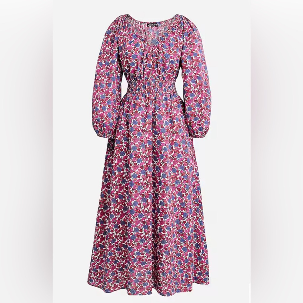 J. Crew V-neck midi dress in berry floral